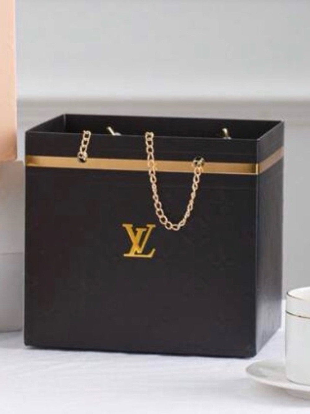 LV and black Floral gift box Tote with Gold Chain